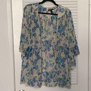 Forever 21 Cream Flower Kimono